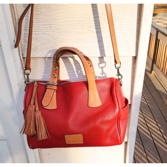 Dooney Bourke Pebbled/Vacchetta Leather Speedy Kendra Satchel Handbag Crossbody - Picture 6 of 15